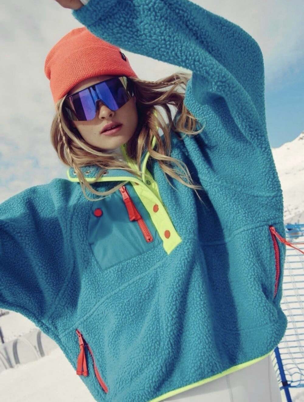 NWOT Free People Hit The Slopes Fleece Pullover Jacket Cozy Casual 90s Sz S